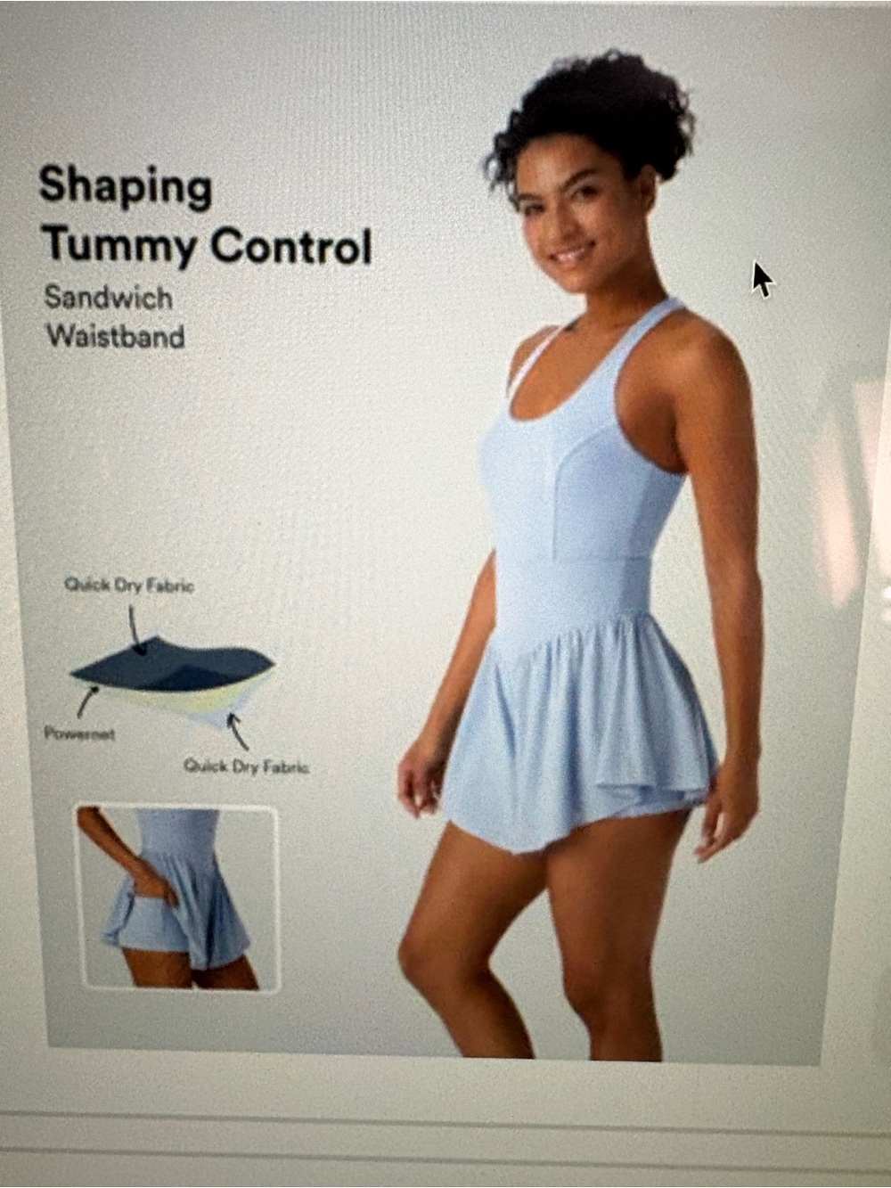 HALARA Light Blue Shaping Tummy Control Skort Jumpsuit Romper